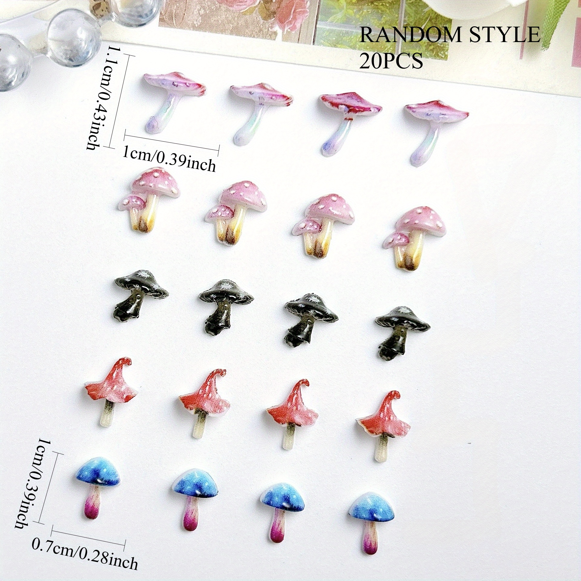 TEMU Cartoon Mushroom Series Hallucinogenic Mushroom Nail Art Nail Decoration Accessories