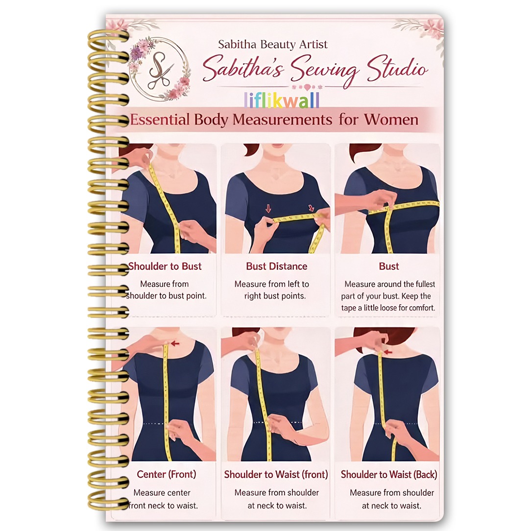 TEMU Carnet à spirale durable 1 pièce 5,5x8,3" "Guide de mesure du corps pour la couture" - Carnet des tailles corporelles du tailleur à reliure