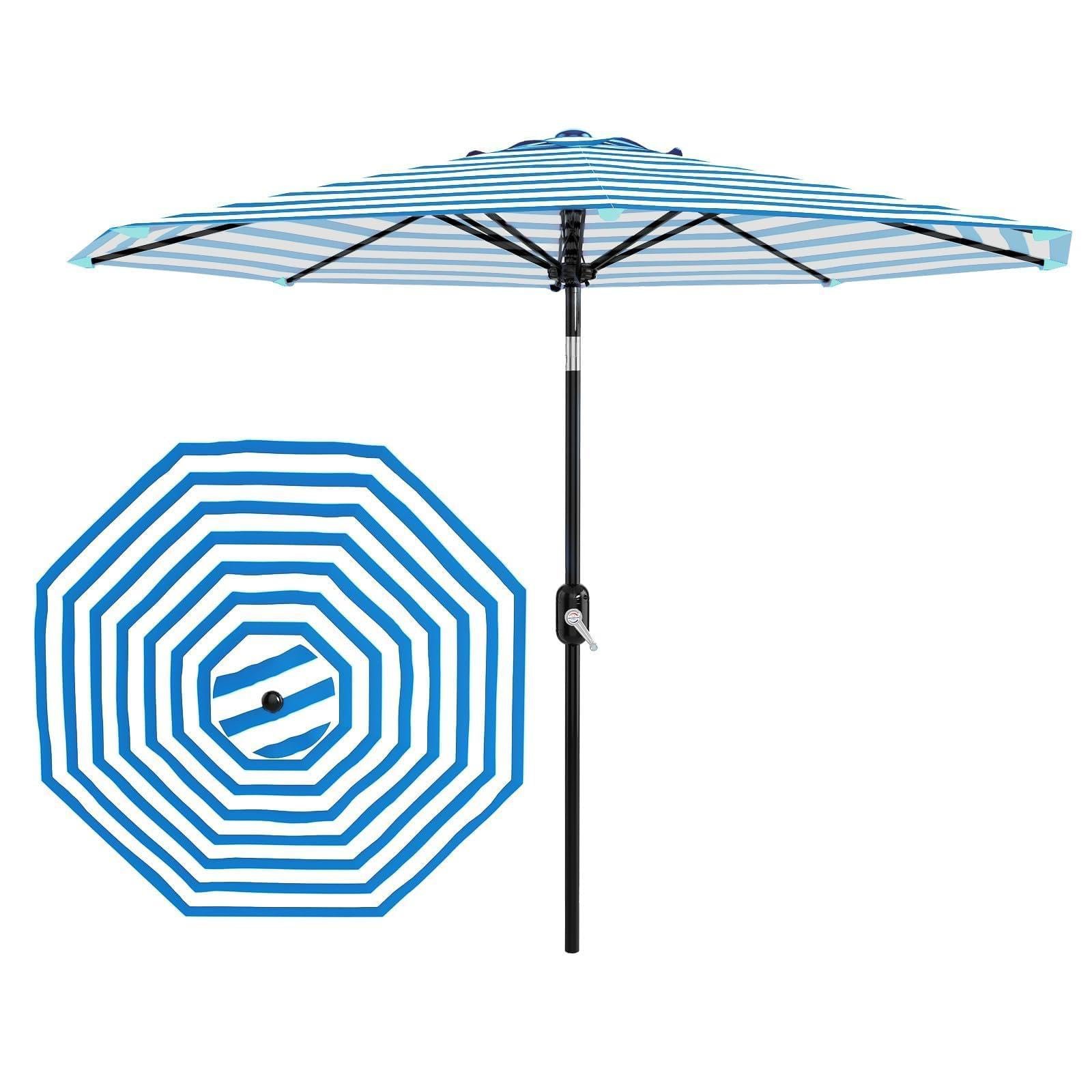 Image of 2.7m Garden Parasol With Crank Tilt System, Double-layer Ventilated Canopy, 8-rib Fiberglass Frame, Upf 50+ Sun Block Fabric, Outdoor Patio Umbrella For Backyard