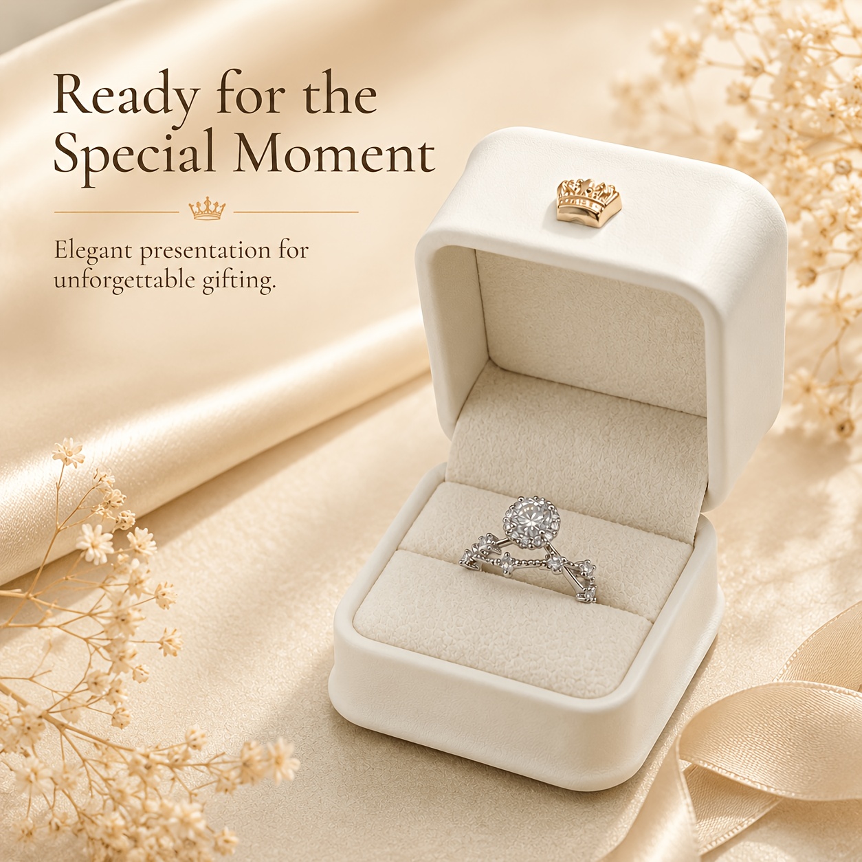 Women's Elegant Bow Open Ring Gift Box Set