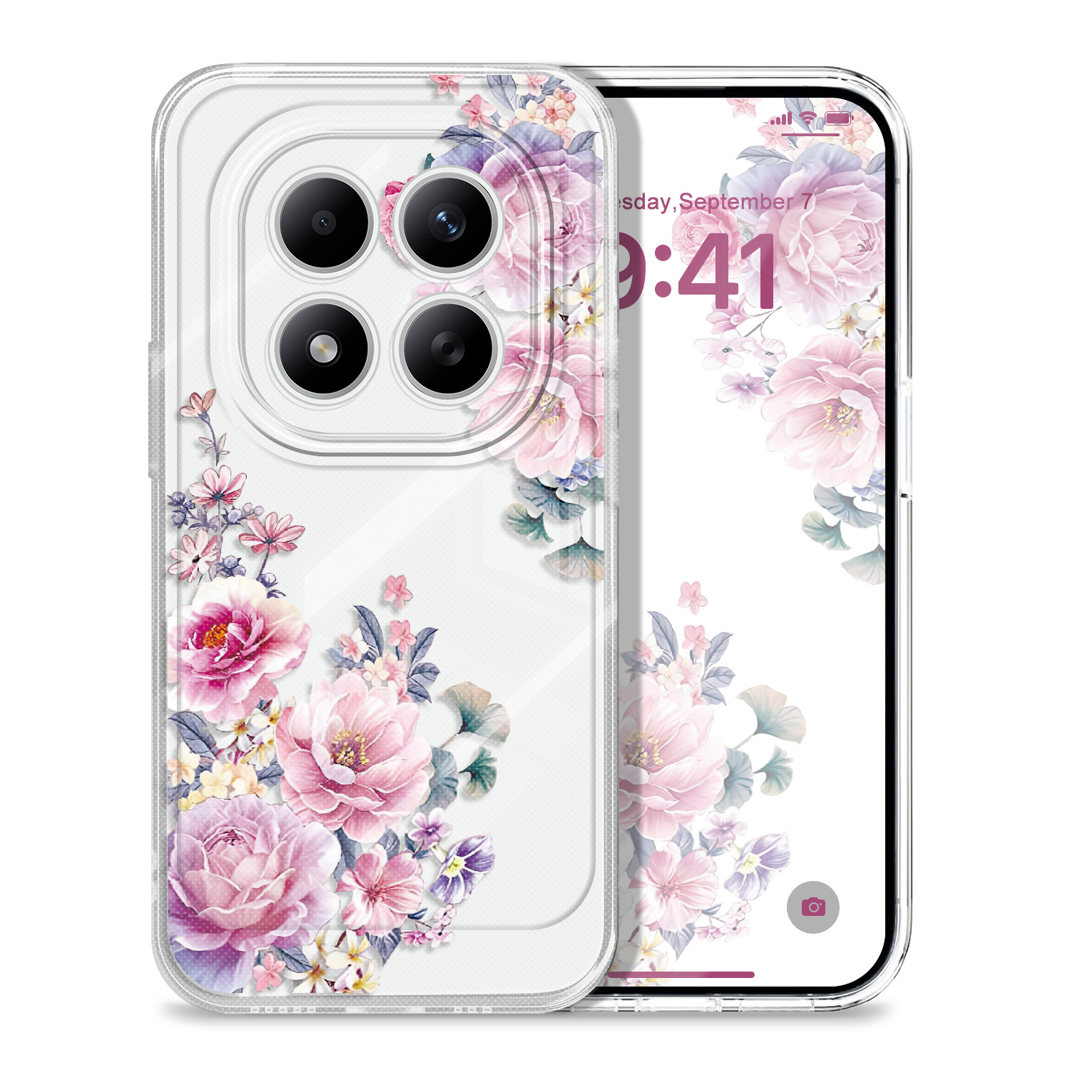 TEMU Phone Case - Peony Brocade Transparent Phone Case For Redmi Note 15 Pro Plus 4g 5g Soft Tpu Cover