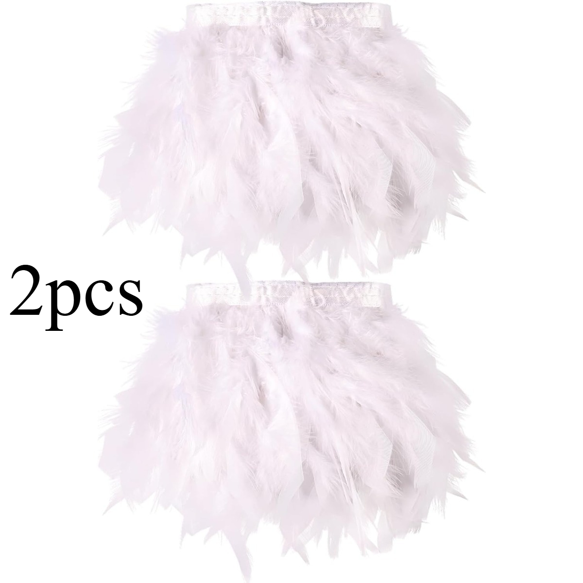 TEMU 2pcs White Turkey Artificial Feathers Trim Fringe For Party Clothing Sewing Craft Wedding And Carnival Dress Decoration Fluffy Turkey Artificial