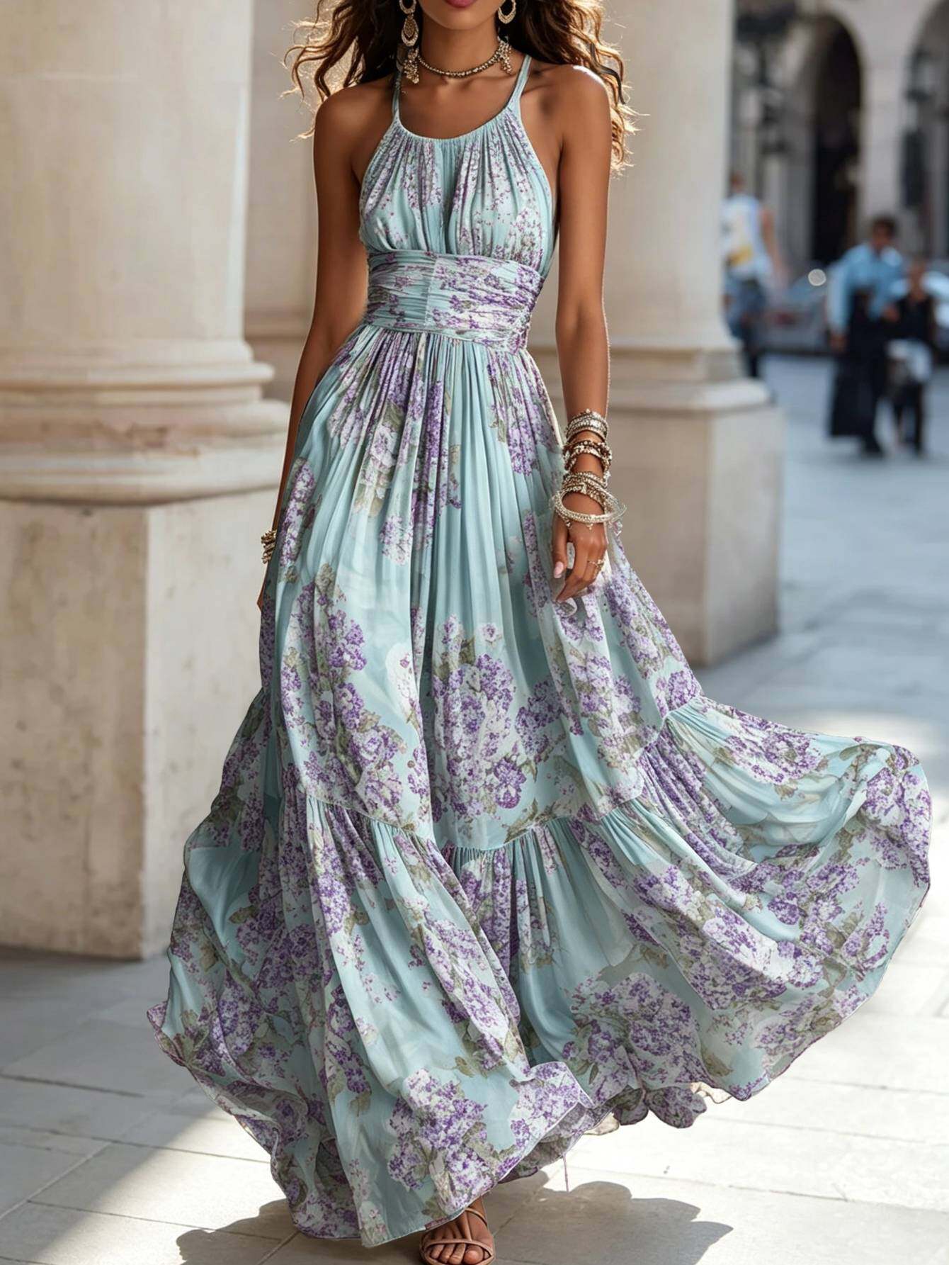casual tiered maxi dress sold on Temu United States