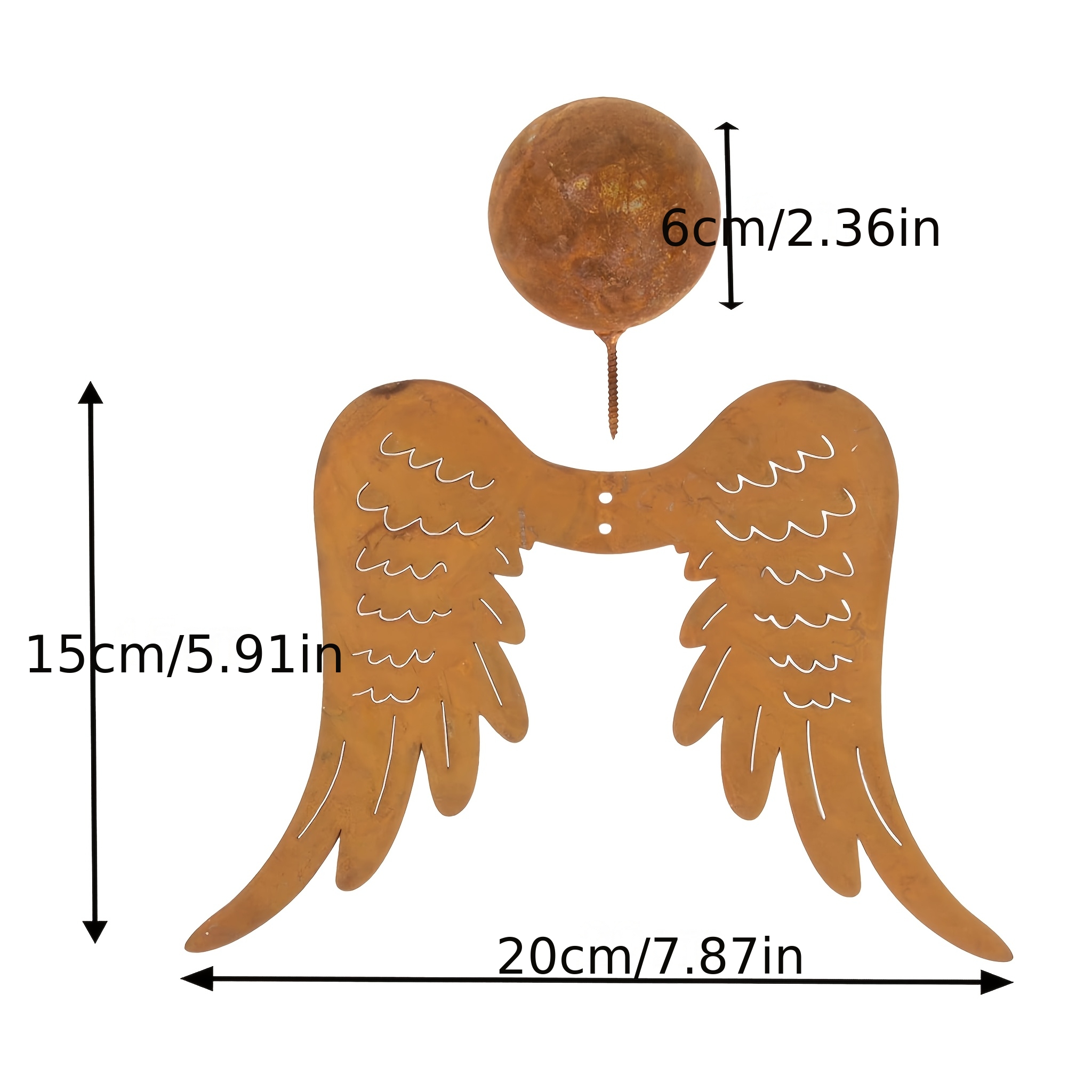 Statue With Wings - Outdoor/ Suitable For Church, Christmas & Winter Decor, Sturdy Base Ground Installation, Durable Metal Figure, Elegant Retro Sculpture For,, Or Worship