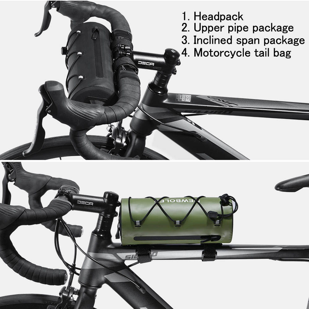 NEWBOLER Waterproof PVC Bicycle Handle Handbag - Multi Functional Black/Green Outdoor Backpack/Shoulder Bag, Suitable for Cycling, Hiking, And Travel, Multi Functional Travel Bag | Safe Zipper Bag | Mountain Bike Additions