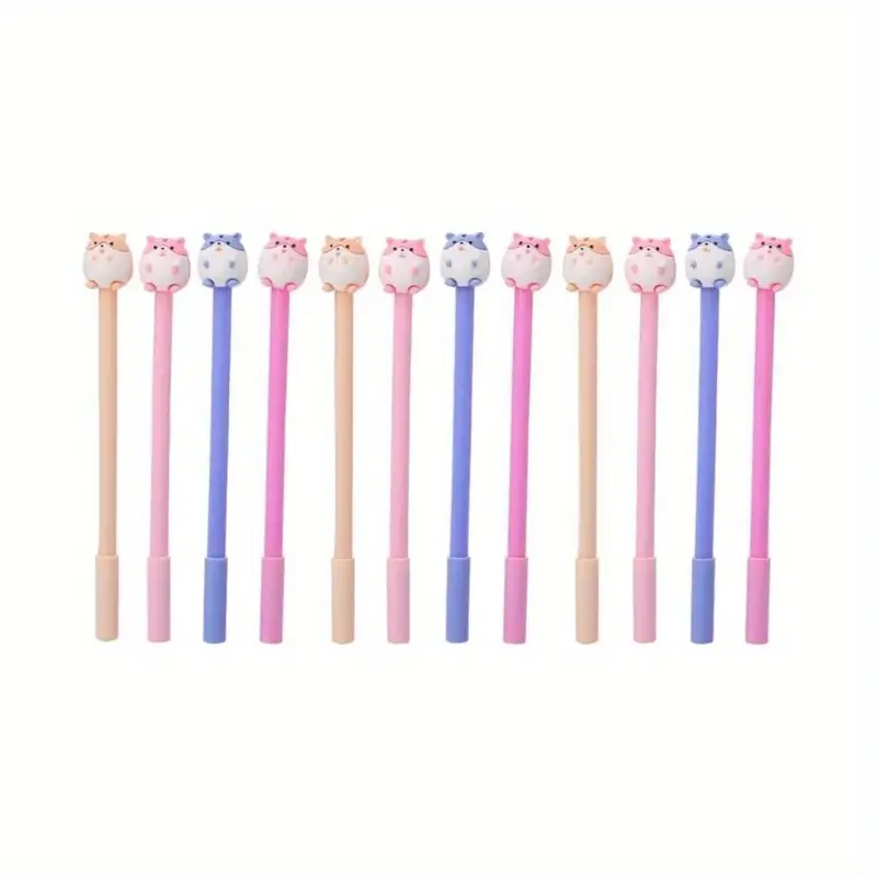 set of 24 adorable hamster themed pens made of plastic featuring a cartoon hamster design ballpoint pens are writing and are suitable for students offices and home stationery needs in assorted styles Product details 0