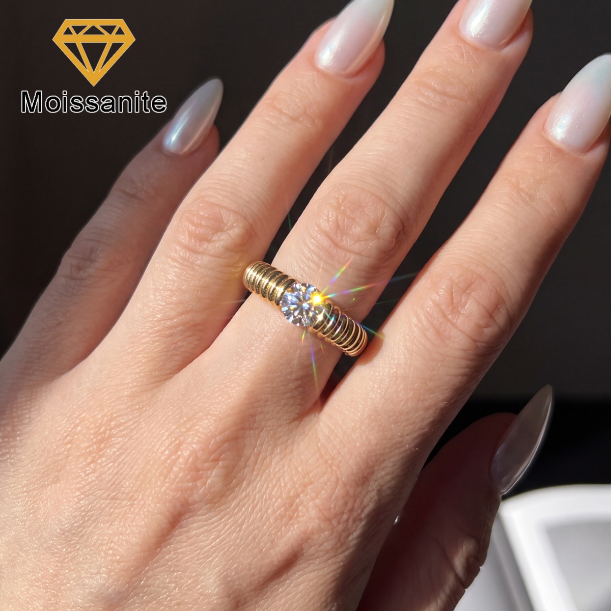 Women's Sparkling 0.5ct Moissanite Twisted Solitaire Ring