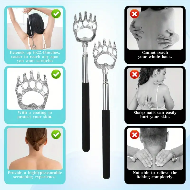 4pcs mixed pack bag gift box with scratcher mens retractable back scraper without for help handle scrubber expandable prize adult womens back massage tool Product details 0