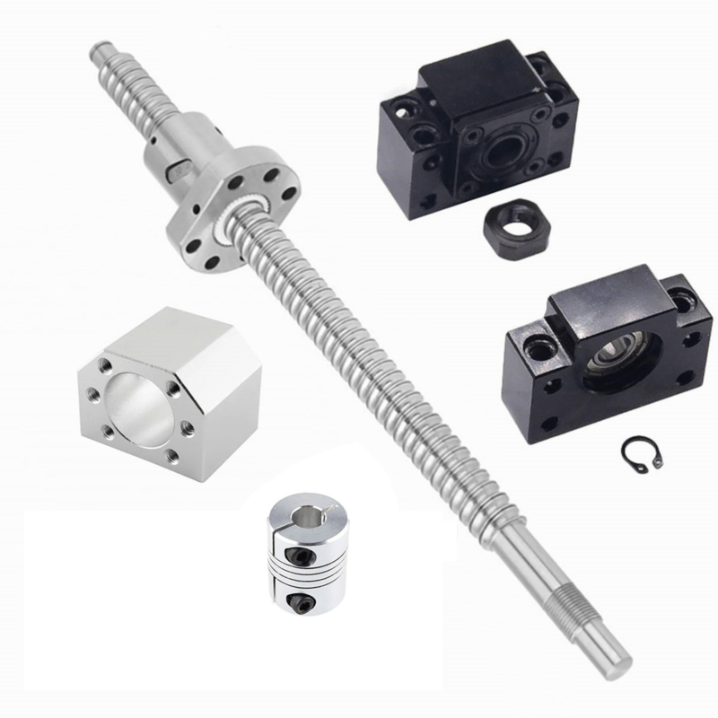 Image of 1set Sfu1605-900mm Ballscrew Kit, Anti-backlash Ball Screw With Ballscrew Nut Housing And End Supports Bk/+ Coupler, For Part Cnc Machine