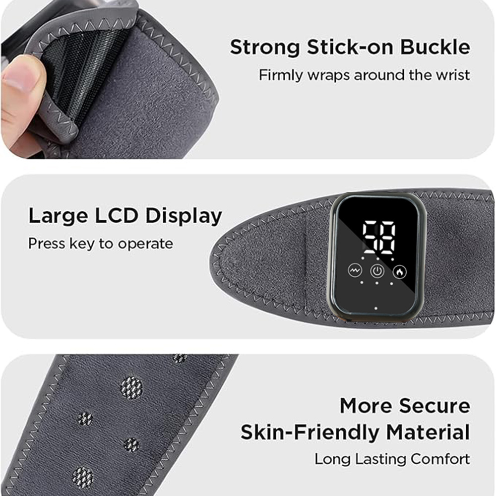 Cordless Wrist Heating Pad Wrap, Heated Wrist Massager for Men Women Rechargeable Wrist Warmers with 3 Heating Levels and 3 Vibration Mode - Image 6
