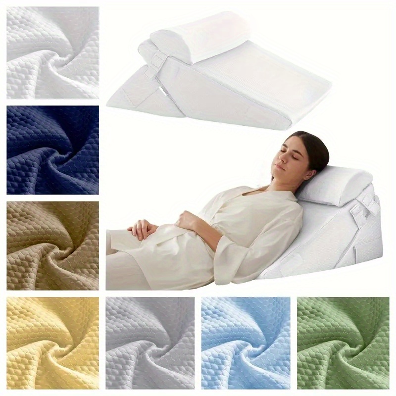 Adjustable Foam Pillow 3pcs Adjustable Foam Wedge Pillow Set Postoperative Back, Leg and Knee Support Folding Triangular Pillow for Sleeping, Preventing Acid Reflux and Snoring