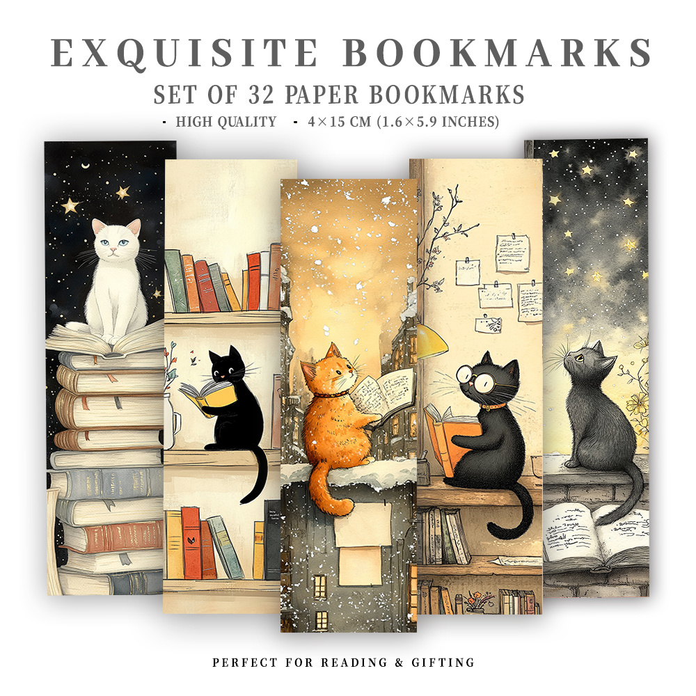 TEMU 32pcs Tlenpo Cat Bookmark Suitable For Book Lovers, Bookmarks With Adorable Cat-themed Designs, Page Holders For,,, Teachers - Ideal For School,