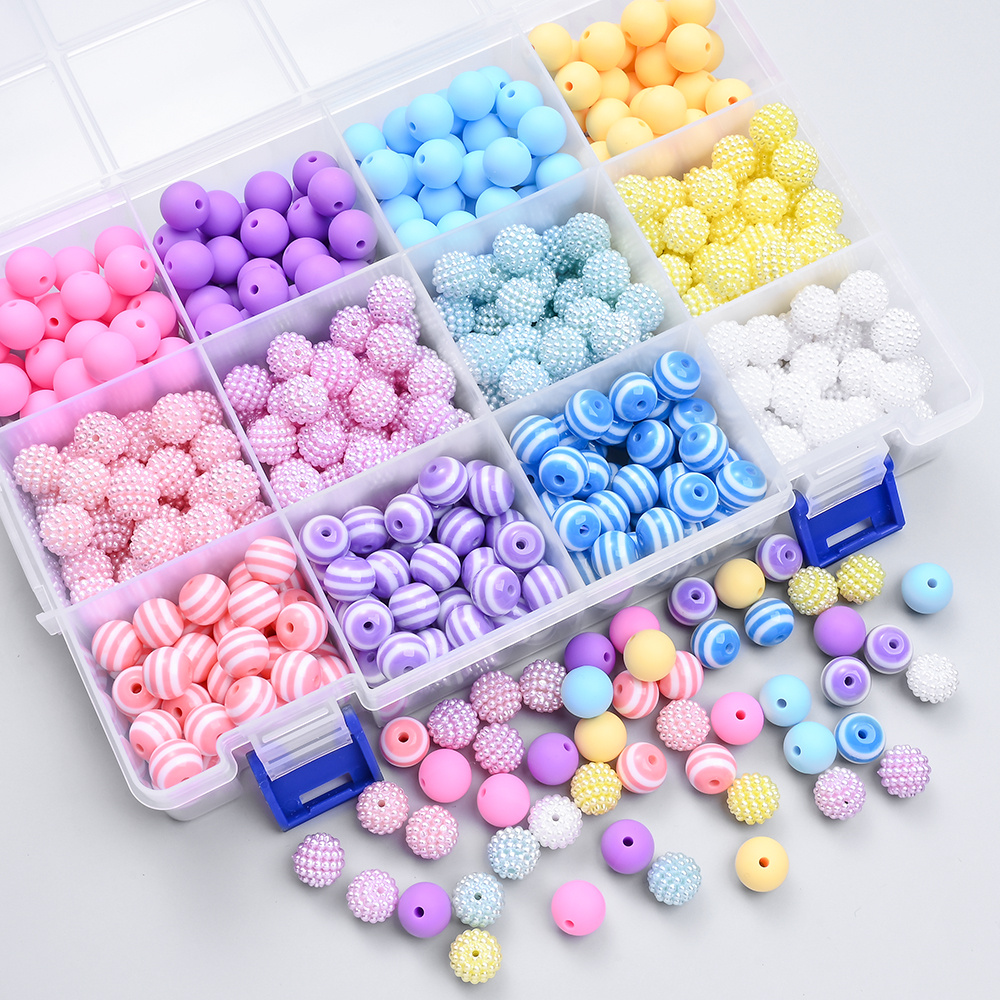 

480pcs Silicone & Plastic Bead Kit, 12mm Assorted Beads Set, For Making, Bracelets, Necklaces, Keychains, And Crafts With Beading Pen & Bag Charms