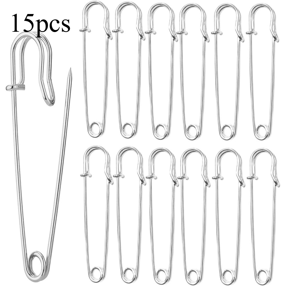 TEMU 15pcs, Safety Pins (upgraded Version) Suitable For Clothing, Leather, Canvas, And Blankets, 3-inch Large Safety Pins, Suitable For Crafts,