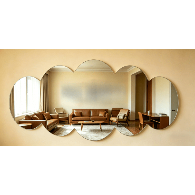 TEMU Light Luxury Cloud-shaped Acrylic Frameless Wall Mirror, Entryway Bedroom Decorative Mirror, Enhancing Space' Feel