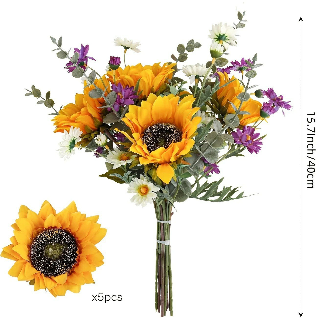 TEMU A Bouquet Of Artificial Sunflowers Designed For Wedding Centerpieces And Decorations