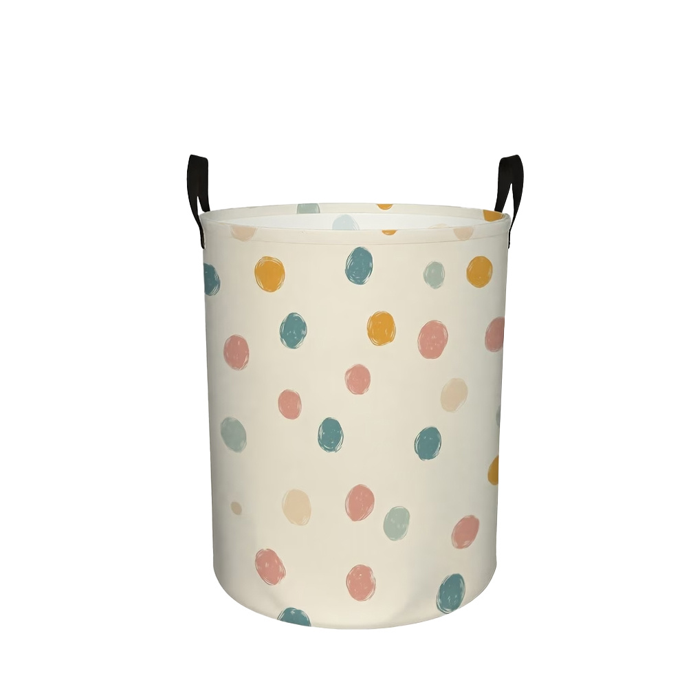 TEMU 1 Cesta de lavandería redonda con estampado fácil y colorido de - Plegable y portátil, Cesto de ropa sucia, Cesta de almacenamiento de ropa,