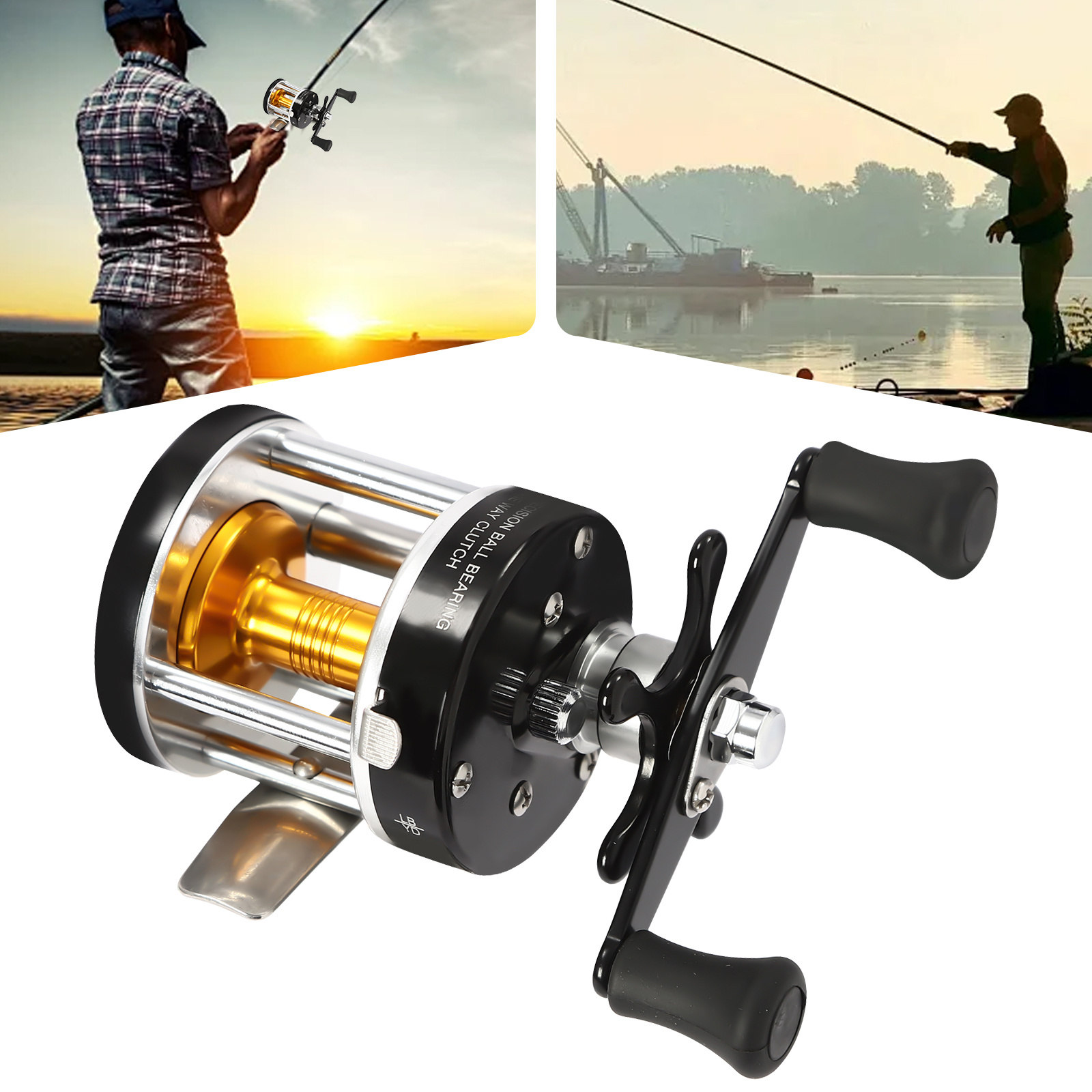 black fishing reels conventional round Temu Australia