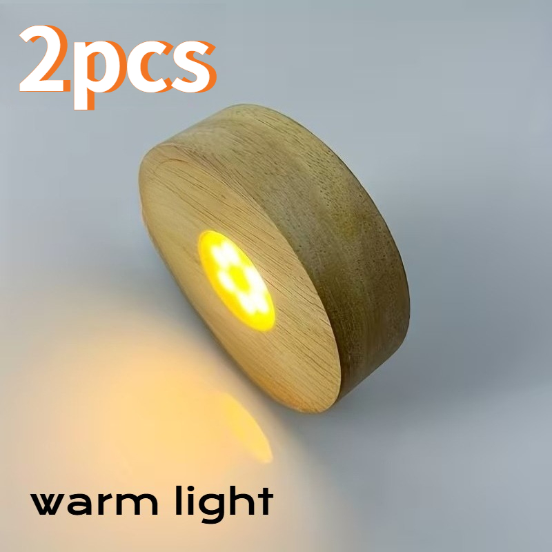 E-shop 6 LED-Licht mit Holzsockel – Batteriekasten-betrieben, Option für warme Farbe, geeignet für Kristallkugeln, Glaskugeln, DIY-Dekorationen,