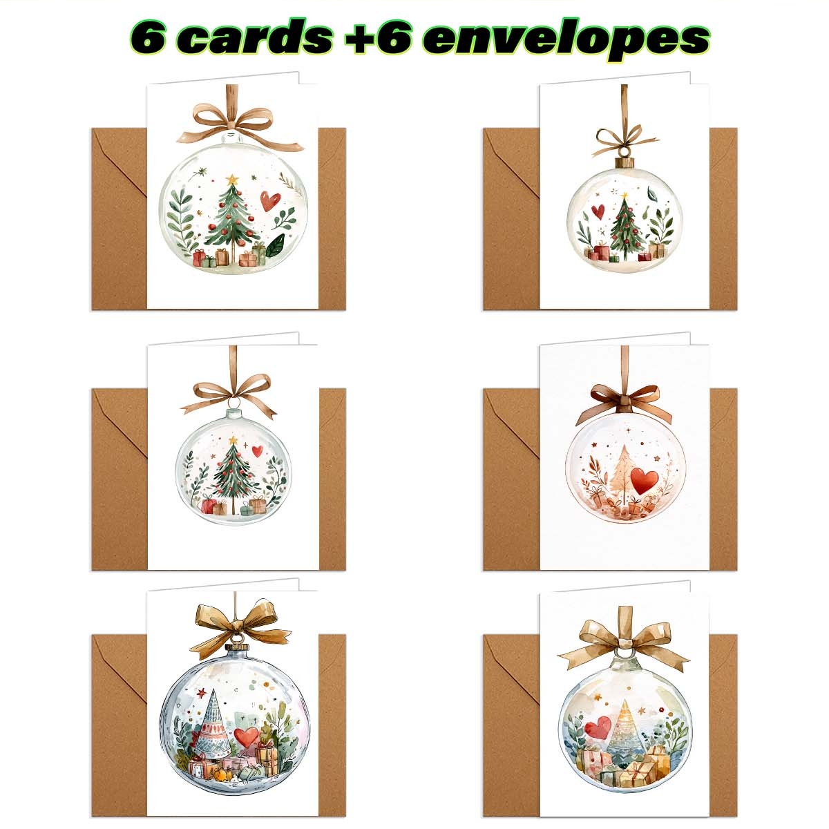 TEMU 12pcs/24pcs Christmas Tree, Gift Box, And - Includes Envelope Fold 9*13cm/3.54*5.11in, 18*13cm/7.08*5.11in. , Holiday Greeting Cards, Used For