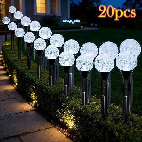 20 stück intelligente solarbetriebene blasen-gehweg-außenlampen – , für einfahrt, decken-/leuchtenmontage mit automatischem -/ausschalten, warmweiße/farbwechselnde led, blasen-/liniendesign-system
