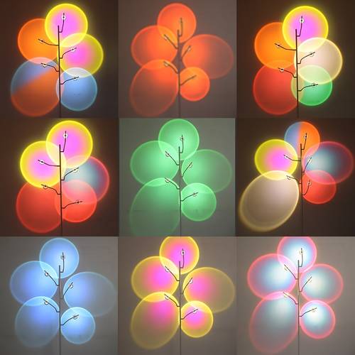 5 head sunset lamp multi color led background degree rotation switch multiple colors suitable for office living room bedroom restaurant and decorative crystal shade usb powered