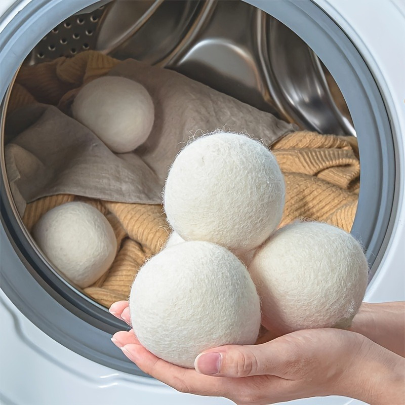 

4-pack Wool Laundry Balls, Reusable & Moisture-proof, Absorbent & Static-free, Fluffy Felt Drying Balls For Clothes, Anti-tangle Household Cleaning Supplies