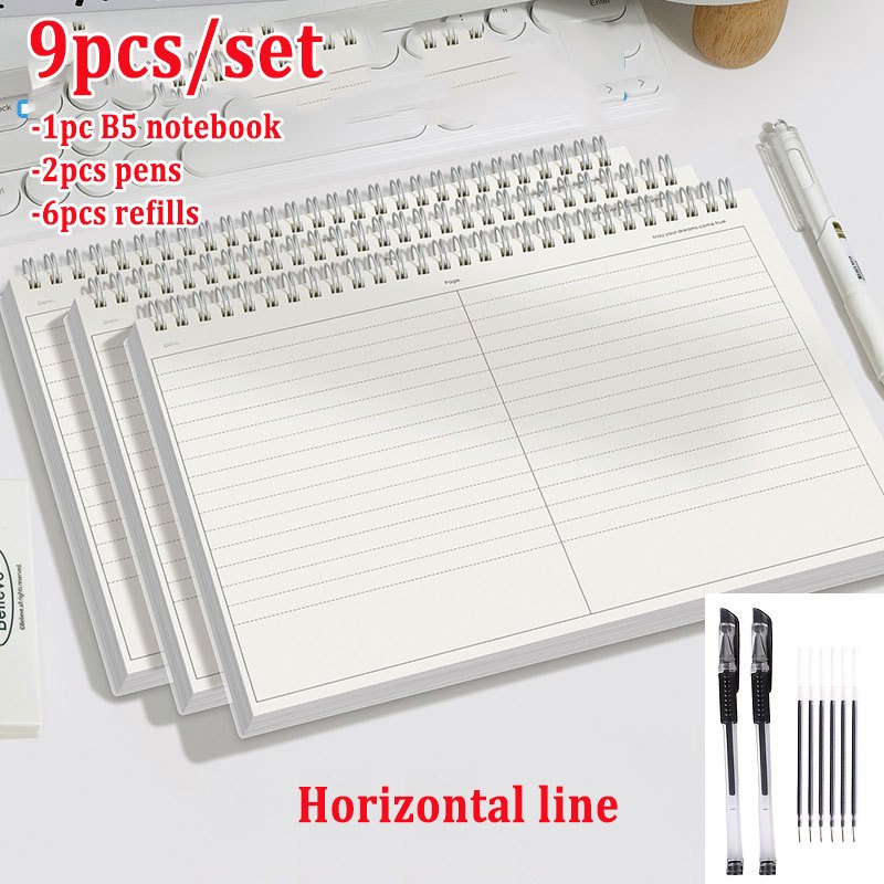 TEMU Cuaderno de con abatible tamaño B5 + 2 bolígrafos + 6 - Papel con páginas de índice, cubierta mate, papel , ideal para preparación de exámenes