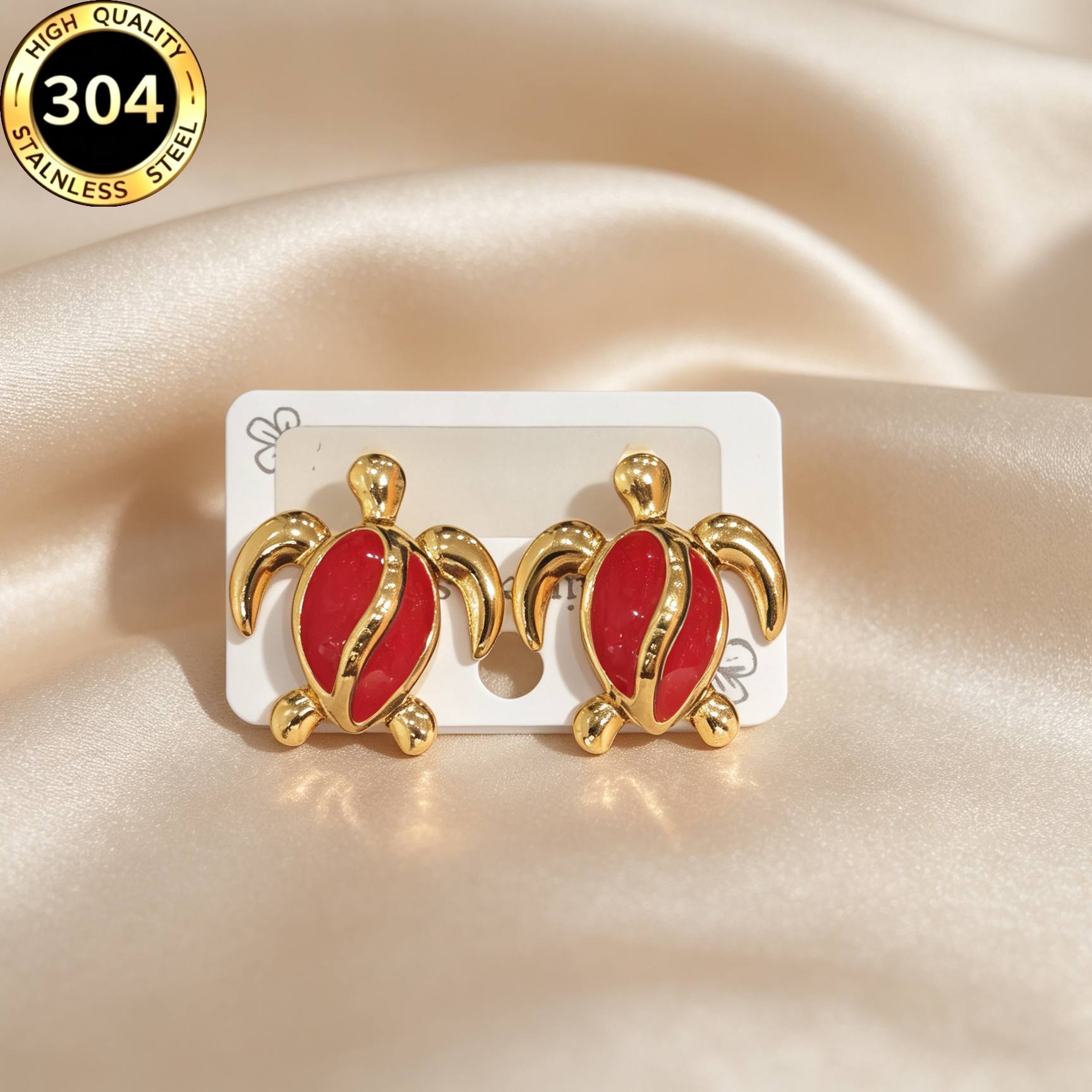 Women's Hypoallergenic Stainless Steel 18K Gold Plated Stud Earrings
