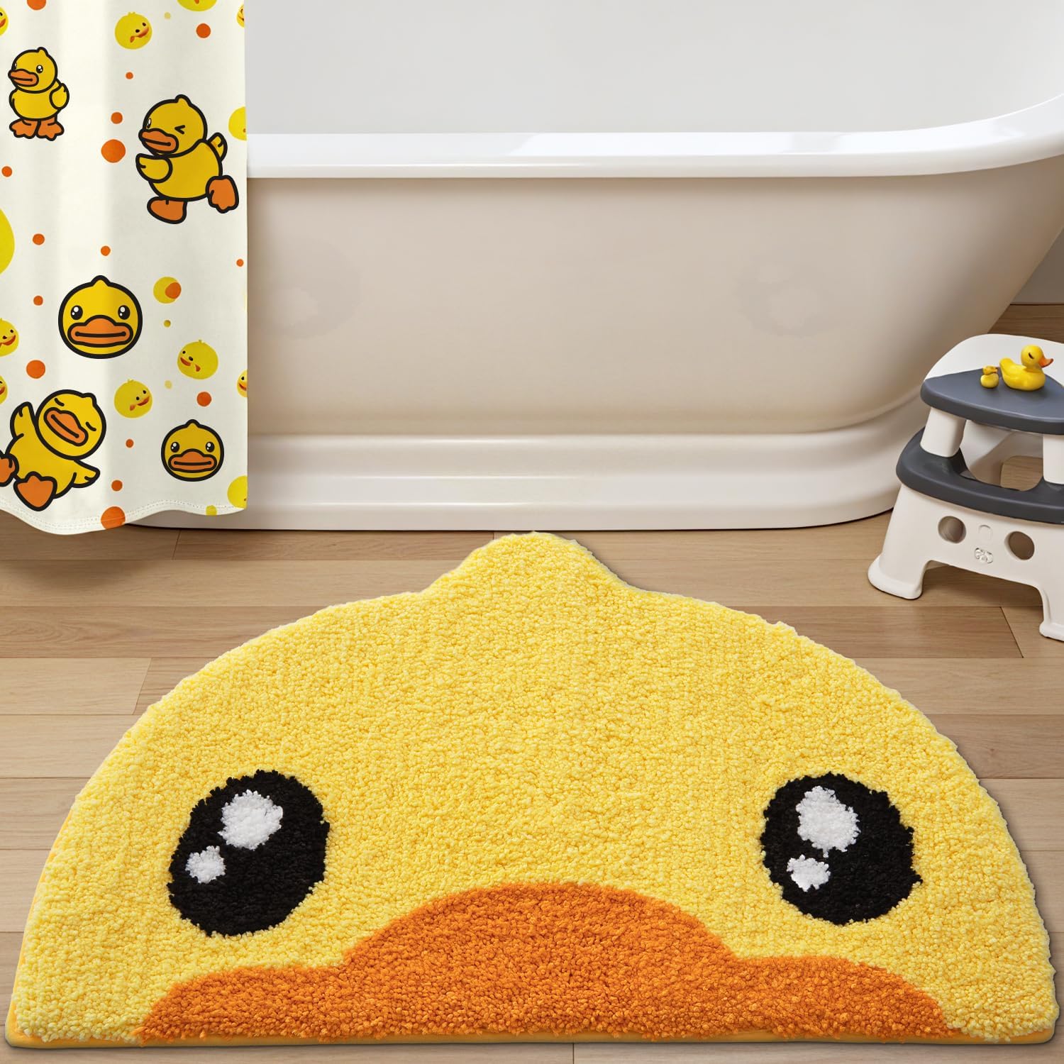 Dajiang Cute Duck Bath Mat, Soft Plush Non Slip Bathroom Rug, Absorbent Washable Shower Floor Mat, Fun Animal For Bathtub, Sink, Bedroom And Home Decor