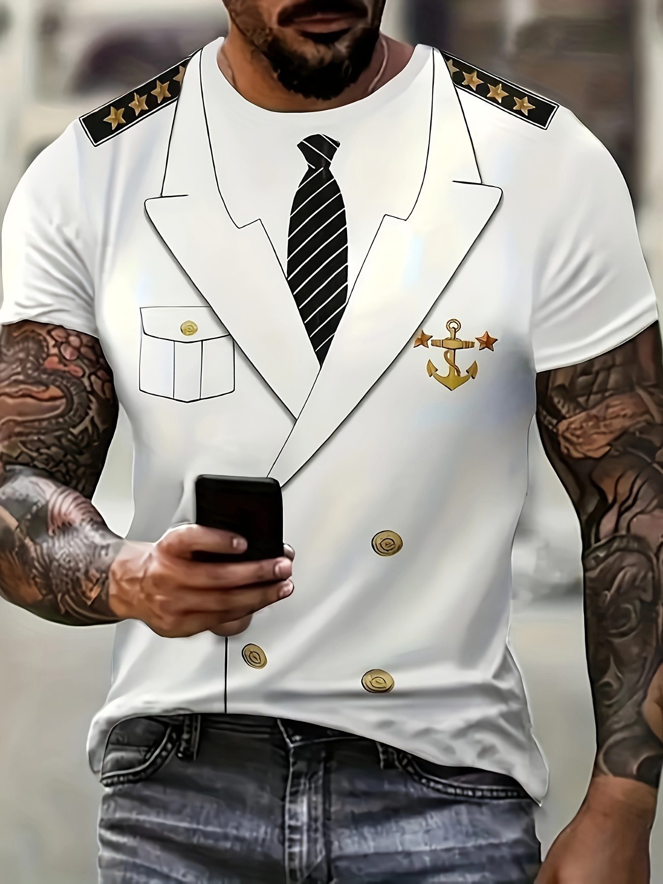 mens naval officer t shirt nautical costume party outfit Temu Qatar