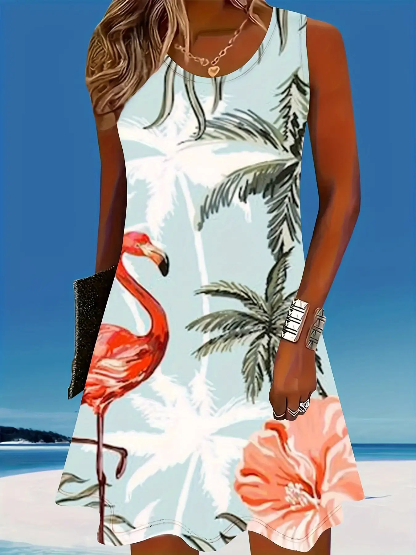 Comino Couture Flamingo Print Maxi Dress Floral Shower Comino