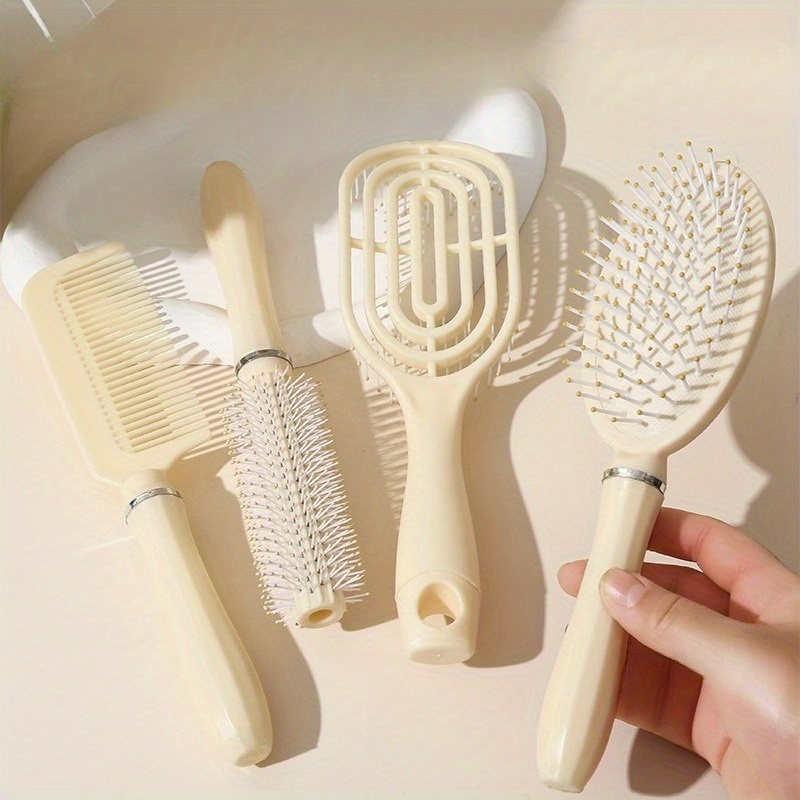 TEMU 4pcs/set Fluffy Air Cushion Comb Long Hair Set Combination For Women's Long Hair Special Fluffy Hair High Cranial Top Rib Comb Curly Hair Comb