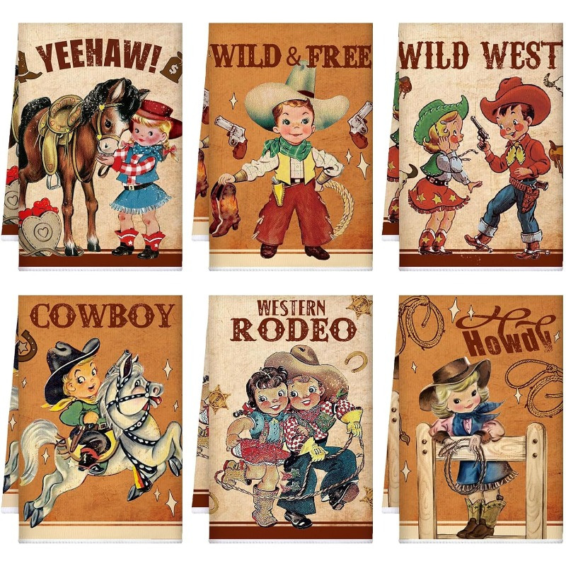 

6 Set 18 Inch *26 Inch Valentine's Gift Towel Vintage Western Retro Truck Horse Multi-decorative Soft Towels Skin-friendly Holiday Decoration Atmosphere Repeatedly Used