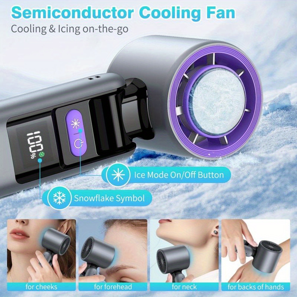 3 Colors Available, 199-Speed Portable Turbo Fan with Semiconductor Cooling for Instant Chill, Essential Outdoor Work and Travel Gadget!