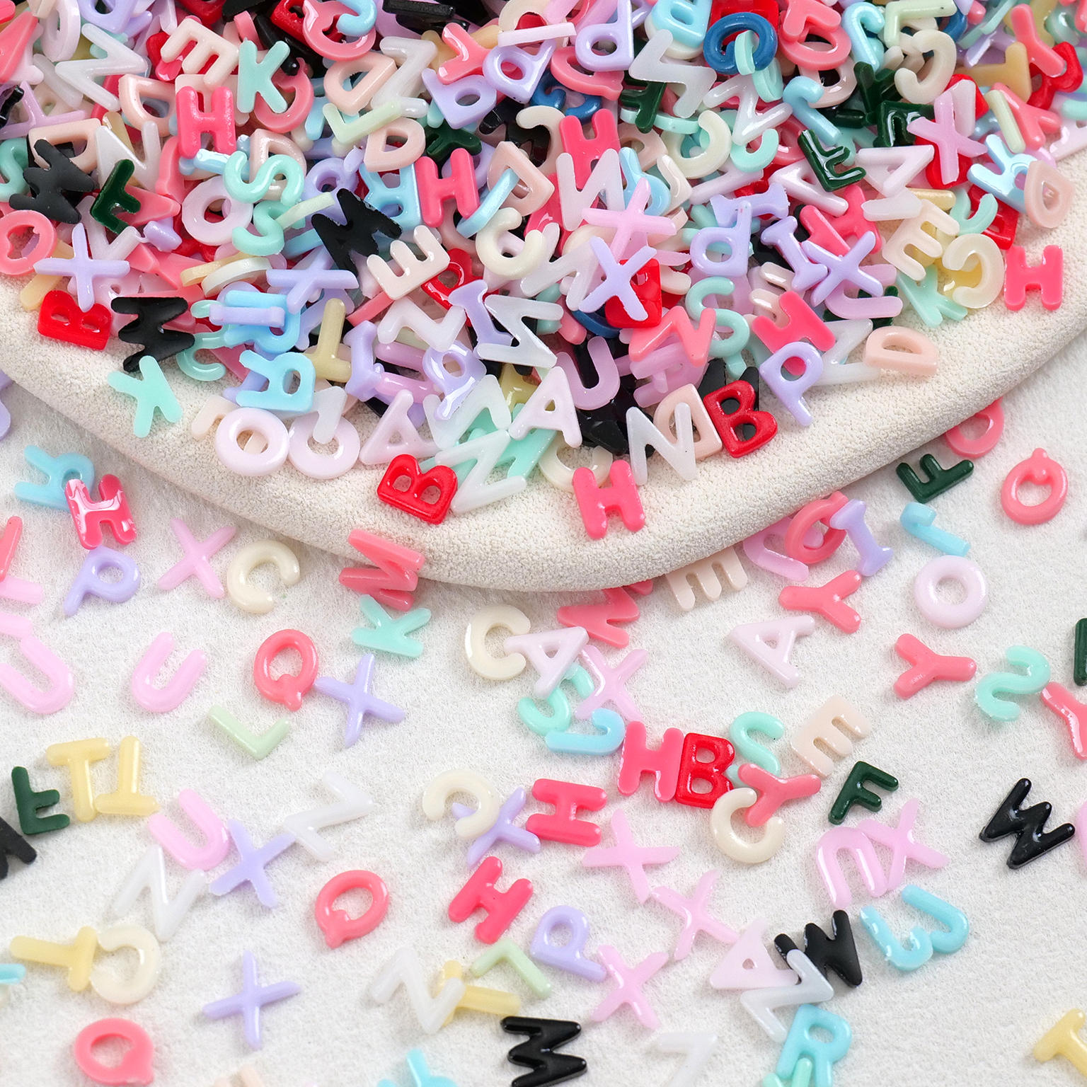 TEMU 200pcs Mixed Color Resin Cartoon Mini Glossy Abc-26 English Letters, Flatback Rhinestone Nail Stickers For Decoration, Scrapbook Additions And