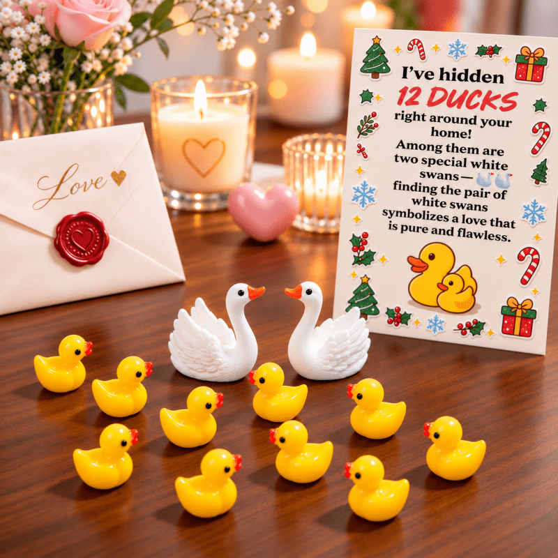 TEMU 13pcs-(10 Mini Ducks, 2 Mini , And 1 Card) – Christmas Elf Props, 24-day Christmas Countdown, Symbol Of Eternal And ; Perfect For Interactive