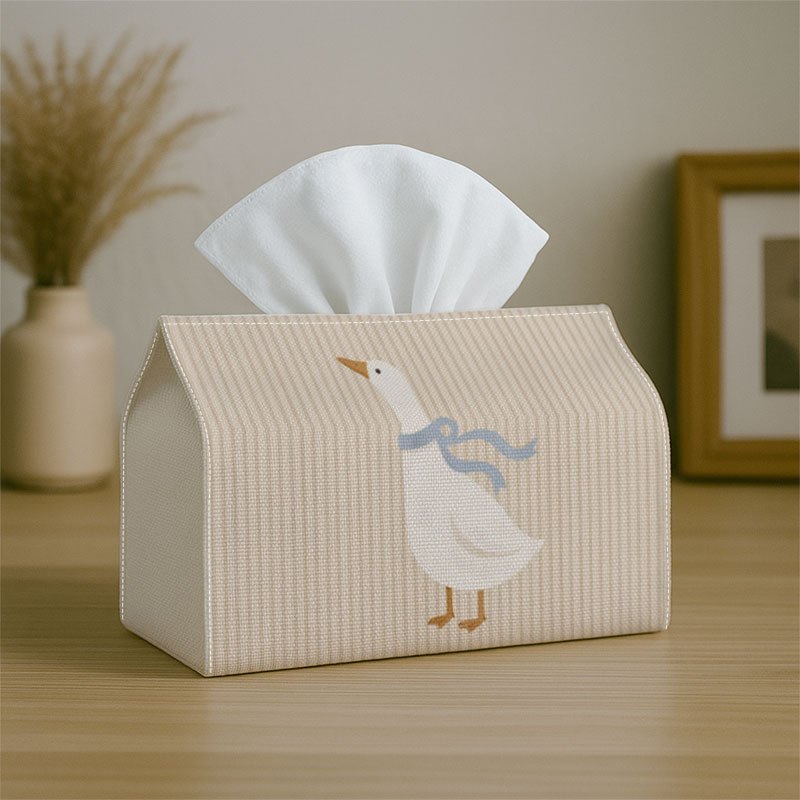 TEMU 1pc Minimalist Cartoon Goose- Tissue Box With Illustration- Suitable For Kitchen, Car, Christmas Decoration, Versatile For Parties, Living Room,