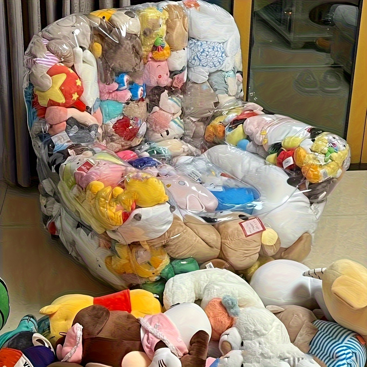 Extra Large Transparent Sofa - Holds 200 Dolls, Heavy-Duty PVC Folding Storage Chair with Space-Saving Modular Design for Doll Photography, Collectors, Home/Office/Camping/Beach Use - Easy-to-Clean Lightweight Furniture, Collector's Edition Durable Plastic Outdoor Seat, Sturdy Structure, Versatile Home Organizer