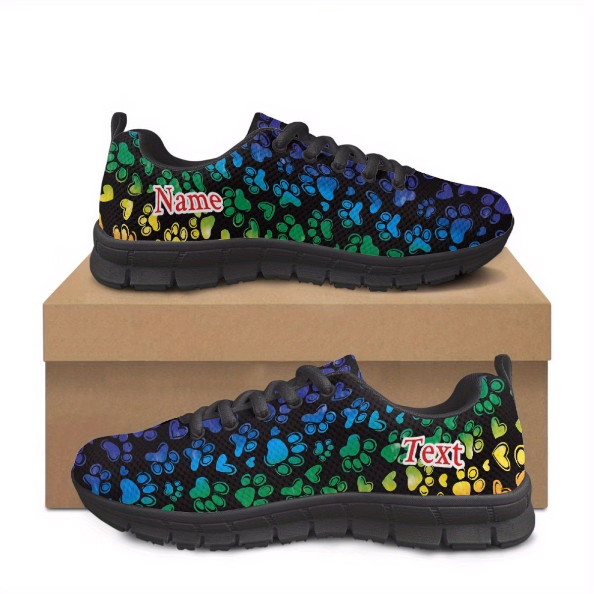 Customizable Colorful Dog Paw Print Sneakers - Uni...