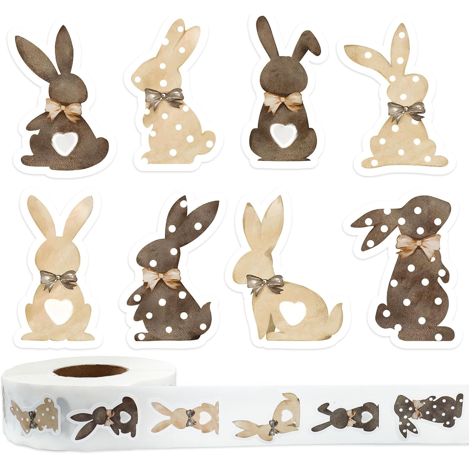 500pcs Easter Self-adhesive Stickers Roll Seal Stickers Bunny Rabbit Self-adhesive Label Decals For Craft Envelope Card Gift Decor Stickers