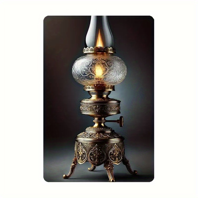 

1pc Metal Sign ( Not A Real Lamp) 8x12 Inch 2d Flat Printing Room Decor Elegant Kerosene Lamp Decorative Wall Art For Home Bathroom Dining Kitchen Bar Living Room - Ideal For And Holiday Decorations