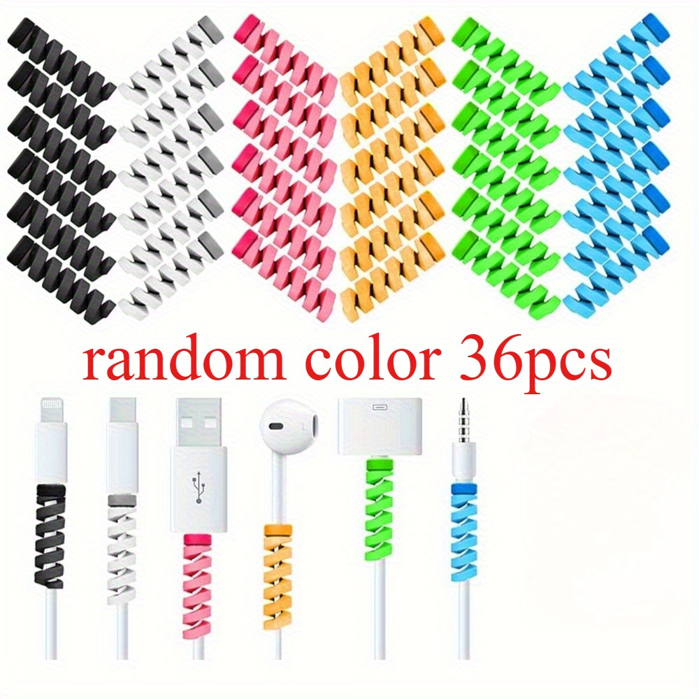 TEMU 36 Cable Protectors For Charger End Wires, Spiral Usb Cable Protectors Designed For Headphones, Laptops, Headsets, Phones, Cute Cable Accessory