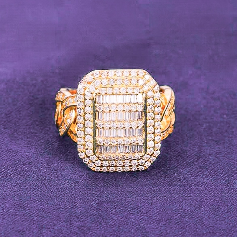 Men's Hip Hop Moissanite Classic Geometric Design Ring