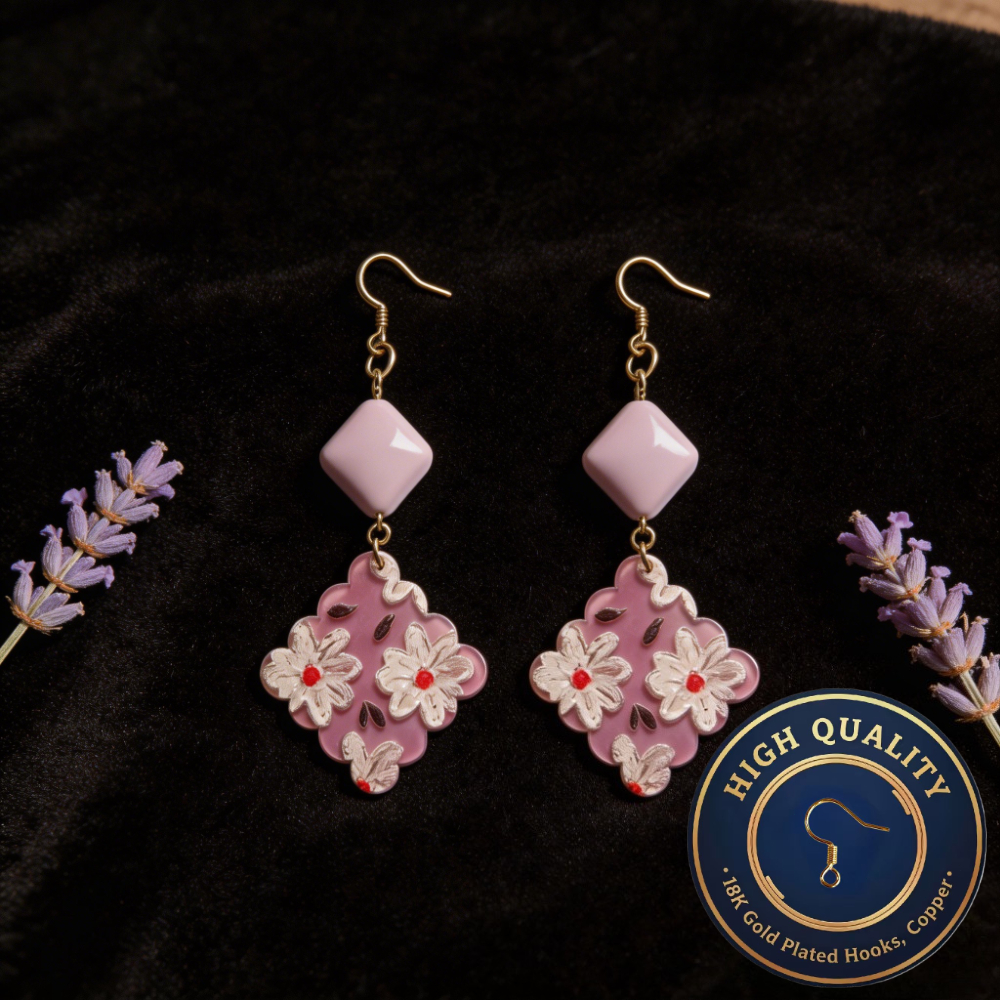 Women's Floral Long Drop Earrings