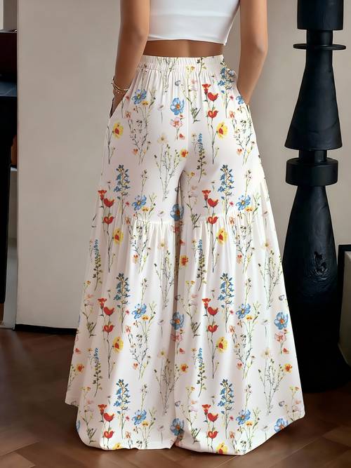 womens lightweight floral loose wide leg pants