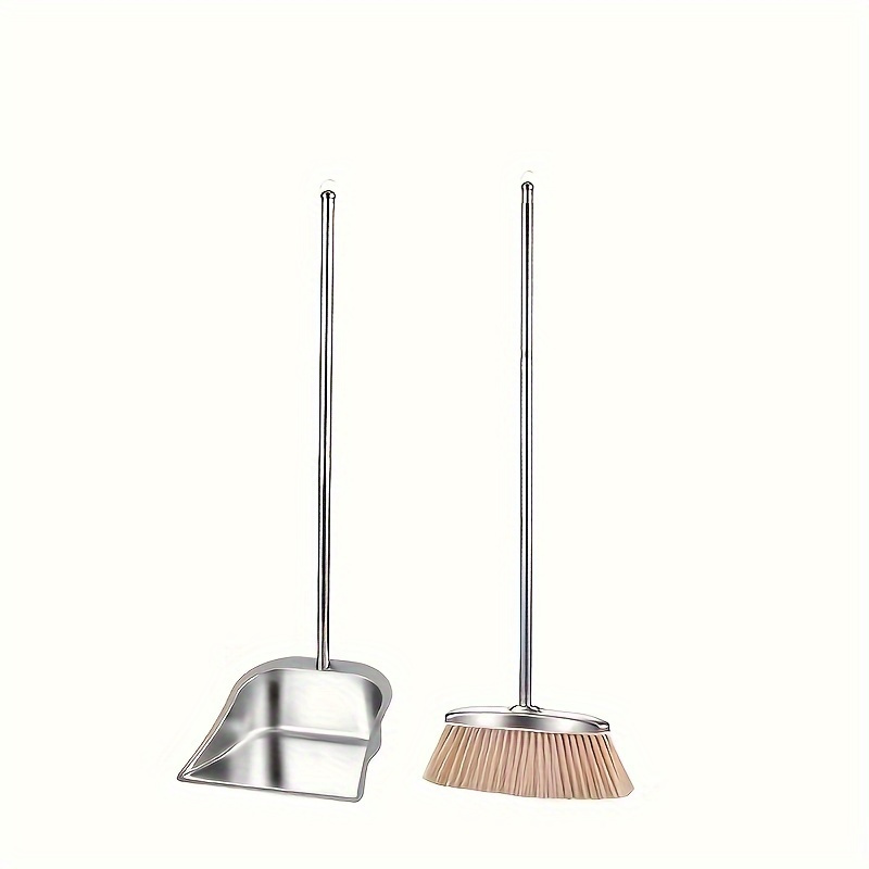 durable stainless steel broom and dustpan set with slant     cleaning combo for home office and school   hard floor surface practical cleaning tools modern broom design stainless steel construction broom and dustpan set Product details 2