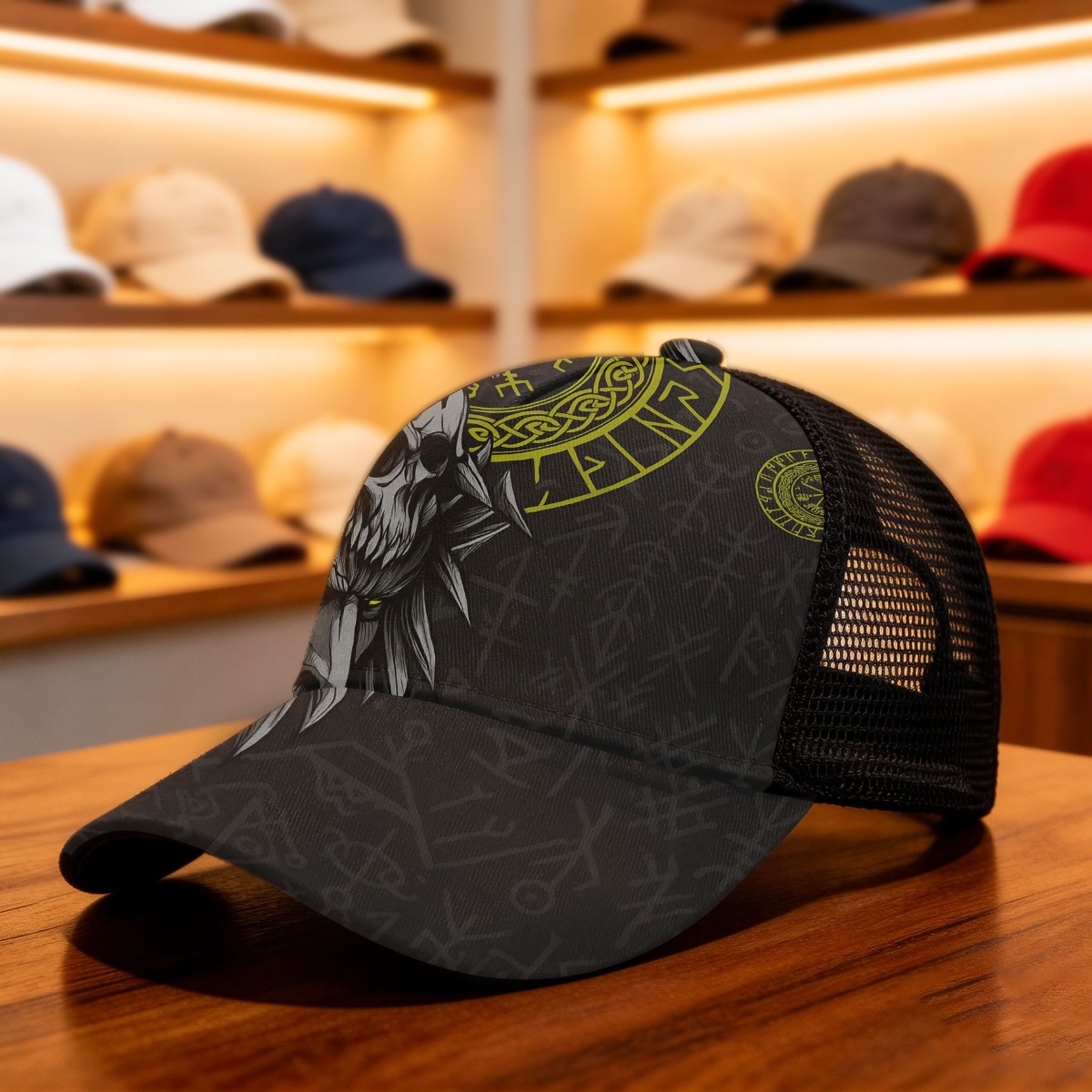 TEMU 1pc Viking Skull Head Men's & Norse Style Adjustable Snapback Cap Mesh Cap With An And Lightweight Hat Ideal For Casual Activities Perfect For