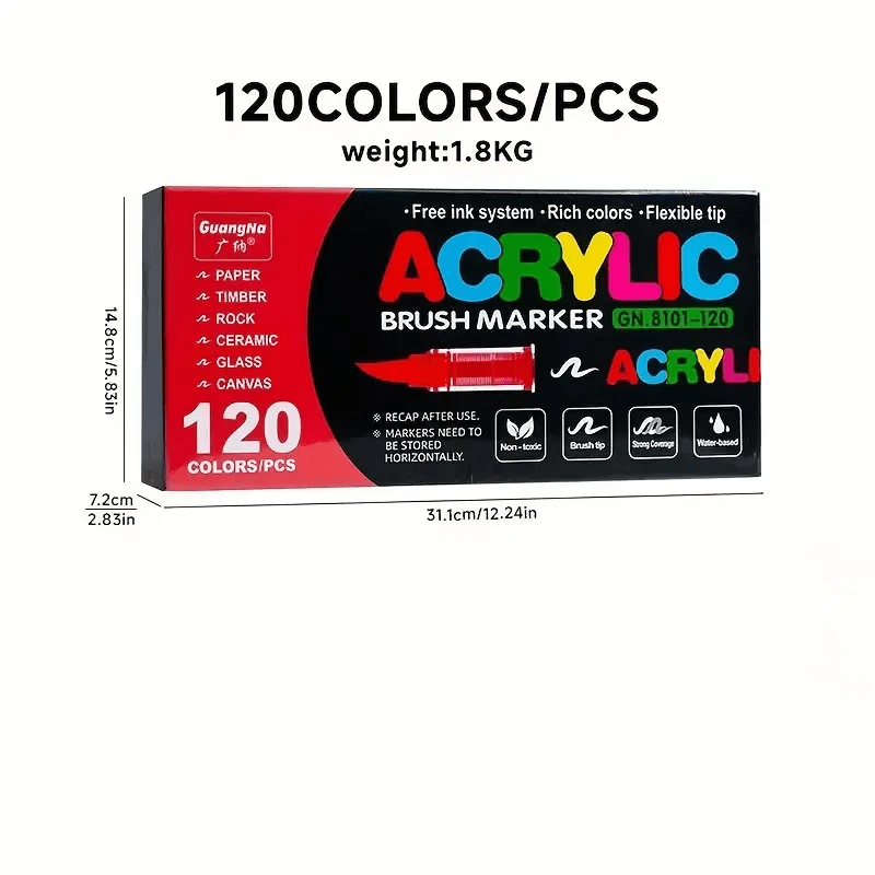 TEMU 120 Colors Acrylic Paint Markers, School Supplies, Rock Painting Supplies, Coloring Supplies For Adults, Hand Drawn, Art Acrylic Paint Pens,