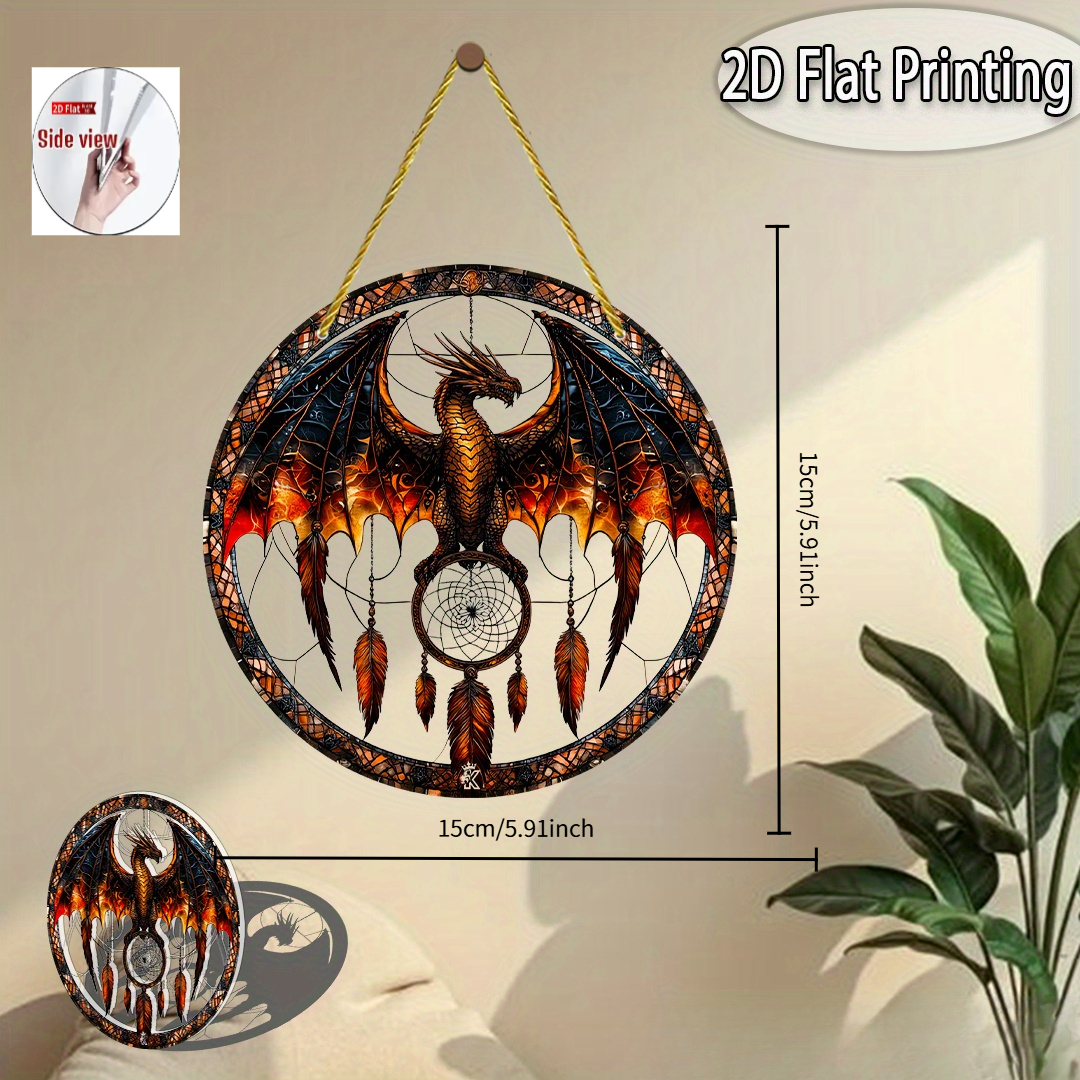 TEMU 2d Flat, Single-piece Packaging, Winged Dragon Sun-catching Hanging Ornament, Mythical Hanging Decoration, Design, Birthday Gift, Explorer Gift,